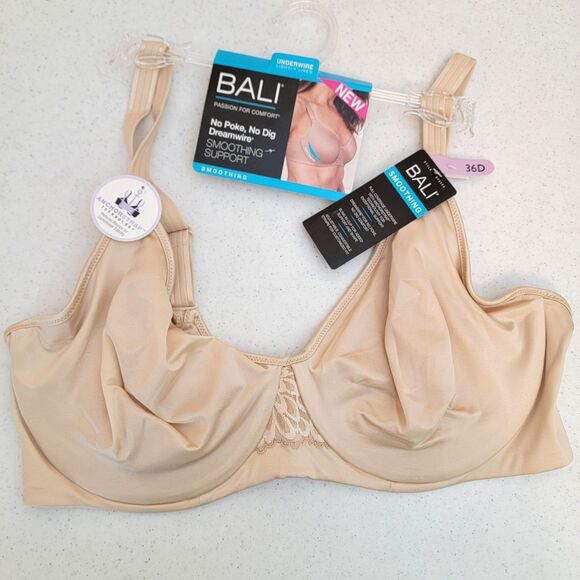 Bali Women Bra 36D Beige Underwire Lightly Lined Smooth Adjustable Straps - Picture 1 of 10